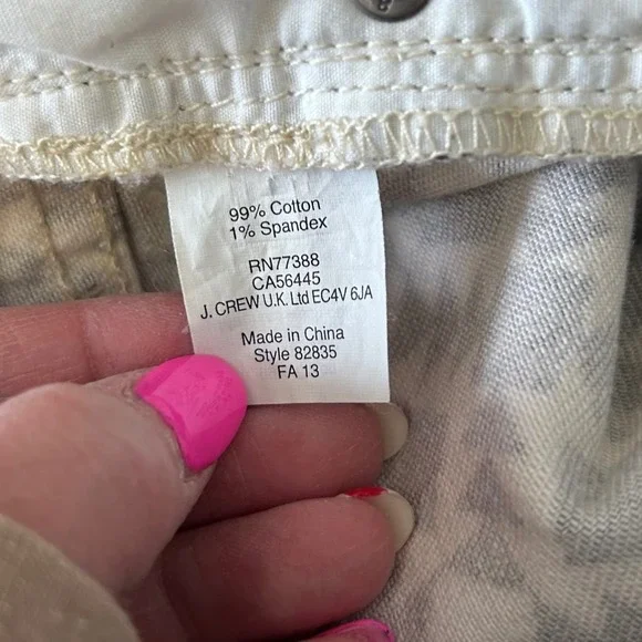 J Crew Stretch Black White Geometric Print Cotton Capri Pants Women's Size 29 - Picture 7 of 8